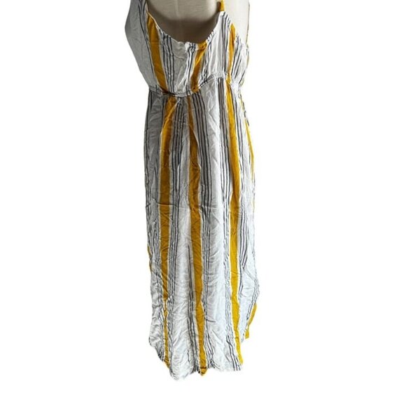 Blush Striped Crinkle Sleeveless Midi Dress Sz XL Womens Button Down - Picture 9 of 9